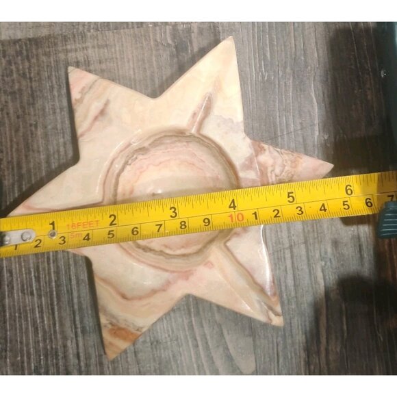 6 Pointed Star of David Onyx Stone Tealight Votive Candle Holder Ashtray 5x6x1" - Picture 8 of 9
